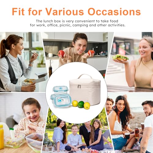 NOL 4L Insulated Lunch Bags for Women Cooler Bag Lightweight Nylon Waterproof Lunch Box For Work (Cream / Small (4 Liters))