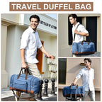 50L Canvas Duffle Bag for Travel Weekend Gym Overnight Carry (Blue / 50L)