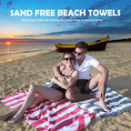 Microfiber Beach Towel Sand (O-rose Red Stripes / Large(60x30"))