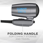 Conair Travel Hair Dryer with Dual Voltage,1875W Compact Blow Dryer with Folding Handle,Gray,(Pack of 4)