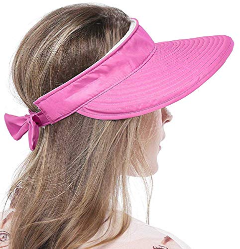 Sun Hats for Women with UV Protection Wide Brim Sun Hat Visor Summer Beach Outdoor Foldable Womens Cap Rose (One Size-Medium / Rose)