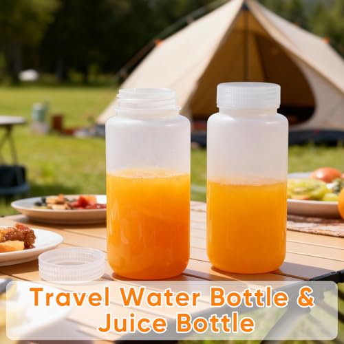 16 oz Plastic Bottles with Lids (Translucent / 16-oz)