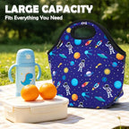 Neoprene kids Lunch box Insulated Soft Bag Mini Cooler Thermal Meal Tote Kit for Boys (Astronaut)