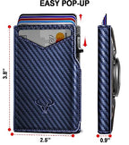 Men Leather Wallet for AirTag (Purplish Blue3428)