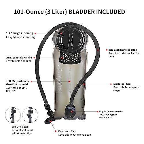 Tactical Hydration Backpack with 3L Water Bladder (Tan)