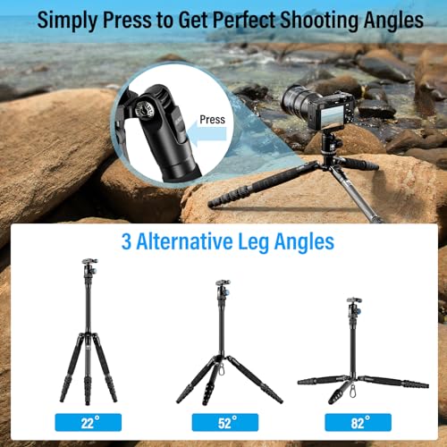 Compact Traveler 5C Tripod 54.3 inches Lightweight Carbon Fiber Travel Tripod for Camera with 360° Panorama Ball Head for Arca Swiss Quick Release Plate (Carbon Tripod 5C)