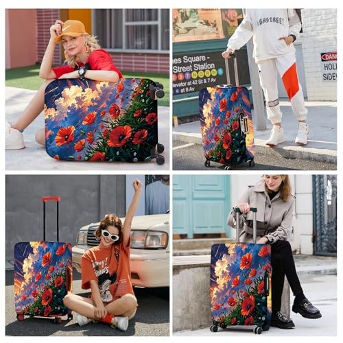 Poppy Flower Luggage Cover (#135 / XL(fits 32-34Inch suitcase))