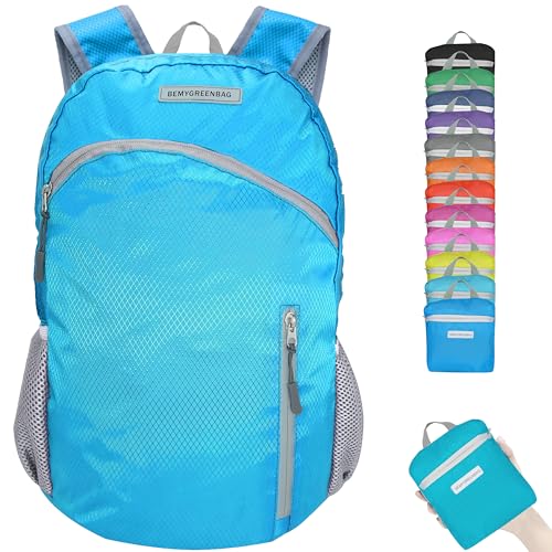 35L Foldable Waterproof Backpack For Outdoor Sports With Inside Wet Clothes Compartment Packable For Multiple Uses Ultra Lightweight Ideal For Hiking Men And Women Travel (1sky Blue)