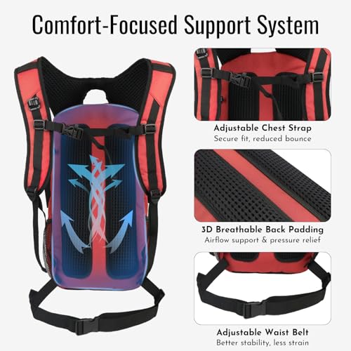 20L Hiking Backpack Daypack (Red / 3L Bladder)