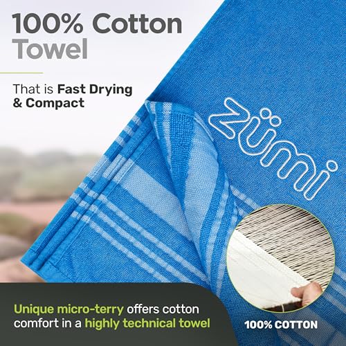 100% Cotton Quick Dry Travel Towel (Blue Large)