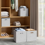 Collapsible Storage Bins (13×13×13/4pcs / Woven Gray)