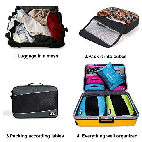 8 Set Packing Cubes (8 set - Grey/Rose)