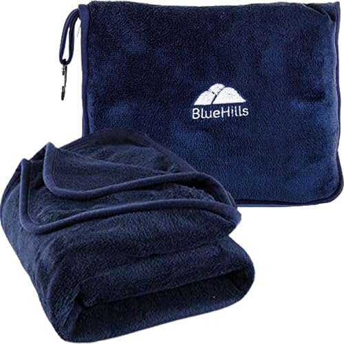 Premium Soft Long Travel Blanket Pillow Airplane (Travel / Navy-long-t051)