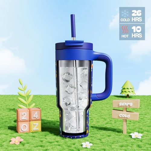 24 oz Stainless Steel Tumbler for Children (Space Rocket / 24 Ounces)