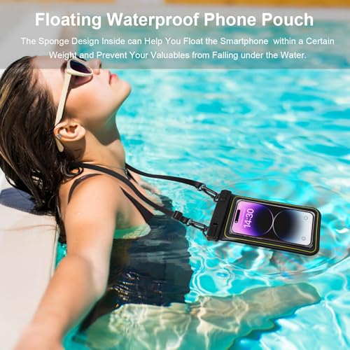 IP68 Waterproof Phone Pouch Floating (Black / Up to 6.8")