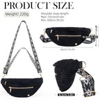 Black Crossbody Bag Corduroy Fanny Pack Vintage Sling Bag with Gold Zipper (Corduroy Black / Large)