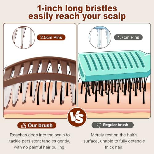 Hair Brush Professional Curved Vented Brush with 25MM Bristles for Faster Blow Drying (Brown)