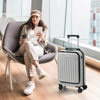 Luggage Sets Front Opening (2-piece Set / White Grey+bag)