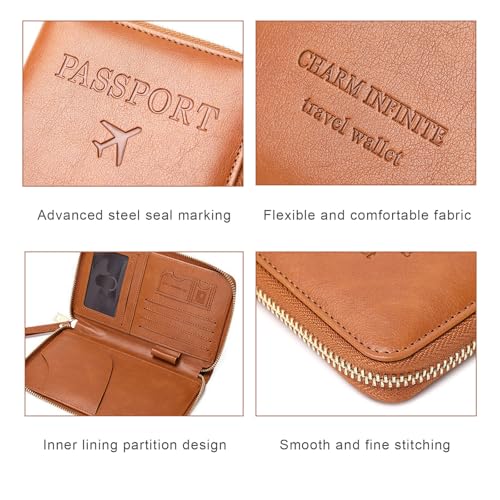Multi Function RFID Travel Passport Wallet with Phone Pocket (Pink)