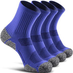 Unisex Cushioned Compression Sport Quarter Socks (X-Large / 4-pairs Royal Blue)