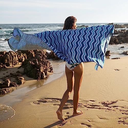 Quick Dry Microfiber Beach Towel (Blue Sea / Large 63x31")
