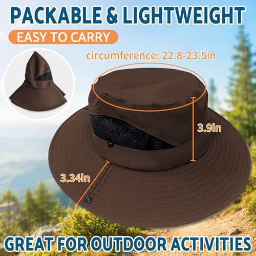 Sun Hats for Men Women Wide Brim Bucket Hat Brown (Brown (With Mesh))