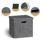 Storage Bins with Lids (13×13×13/4pcs with lids / Charcoal Gray)