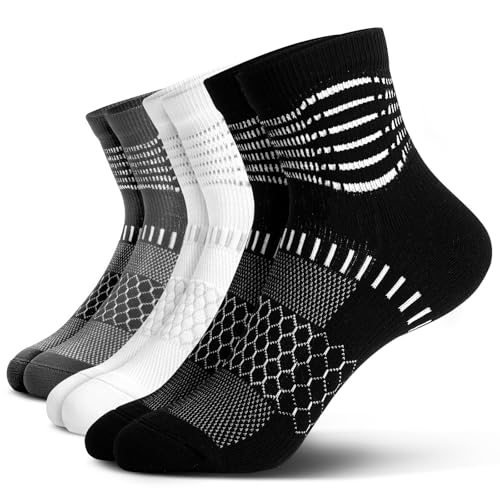 Ankle Compression Socks Women Men Plantar Fasciitis Relief 3 Pairs (Small / Black+white+dark Grey(3 Pairs))