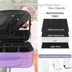 Travel Makeup Bag Cosmetic Bag Makeup Organizer Bag with Lighted Mirror (Violet / Woven)