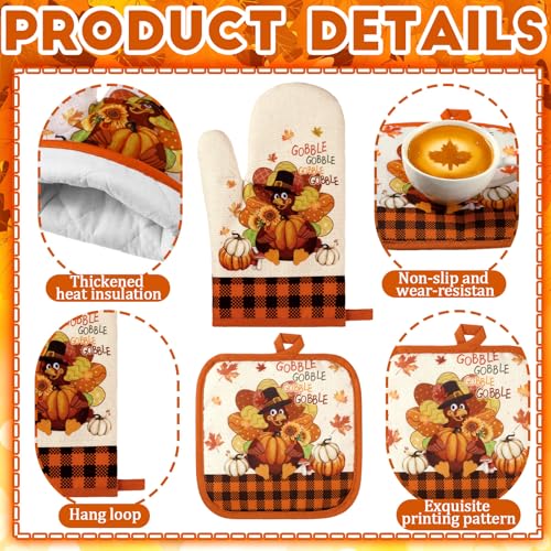 10 Pcs Fall Thanksgiving Turkey Kitchen Decor Set Orange (Yellow / Trendy Style)