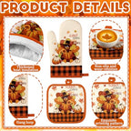 10 Pcs Fall Thanksgiving Turkey Kitchen Decor Set Orange (Yellow / Trendy Style)