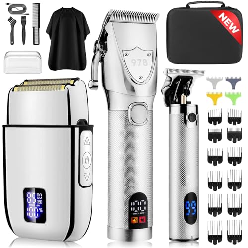 Professional Hair Clippers Set for Men (Silver)