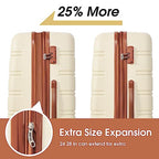 Luggage set 13 Piece 16 20 24 28 IN Hardside Suitcase with Bags (Luggage Set With Bags / White and Brown(13 piece))