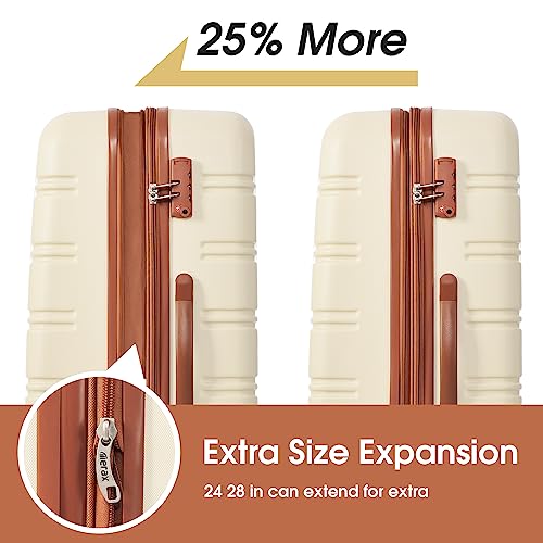 Luggage set 13 Piece 16 20 24 28 IN Hardside Suitcase with Bags (Luggage Set With Bags / White and Brown(13 piece))
