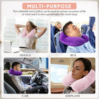 2 Pack Inflatable Travel Neck Pillow Airplane (Light Pink, Violet)
