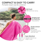 Quick Dry Travel Towel with Case & Carabiner (Rose / 59.00" x 30.00")