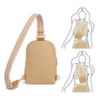 Faux Straw Crossbody Bags for Women Small RFID Summer Sling Bag (Dessert Khaki)