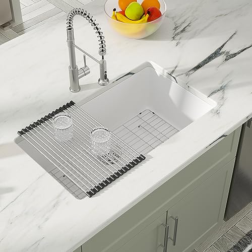 33"x19" White Undermount Granite Composite Kitchen Sink (White / 33"x19")