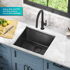 Kore 21 Inch Undermount Workstation 16 Gauge Stainless Steel Single Bowl Kitchen Sink n PVD Gunmetal Finish with Accessories (PVD Gunmetal / 21 inch / Sink)