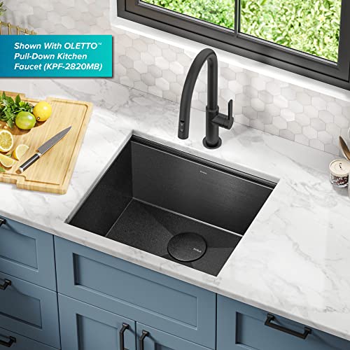 Kore 21 Inch Undermount Workstation 16 Gauge Stainless Steel Single Bowl Kitchen Sink n PVD Gunmetal Finish with Accessories (PVD Gunmetal / 21 inch / Sink)