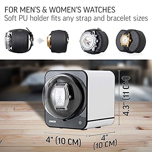 Watch Winder for Automatic Watches with Vertical Rotor Stop (White)