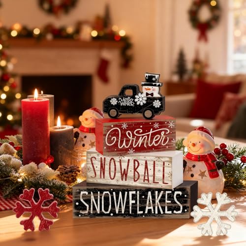 Tiered Tray Decor Set (Snowman Truck)