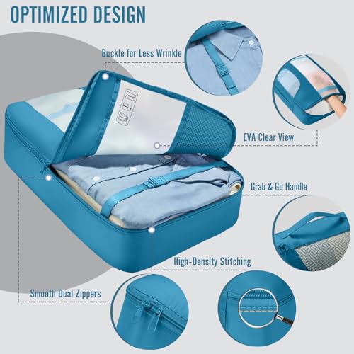 8 Set Packing Cubes for Travel Essentials (15 Ocean Blue)
