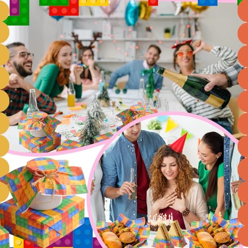 100 Pcs Building Blocks Wax Paper Sheets for Food Wrapping (Colorful / Building Blocks)