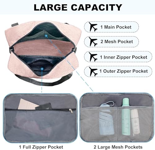 15 Inch Small Carry On Bags for Airplanes Spirit Airlines Personal Item Bag Underseat Foldable Travel Duffle Gym Bags for Women Men (Pink / 20L)