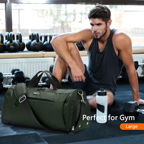 Gym Bag for Women & Men (Green / Medium - 20 x 10 x 10″)