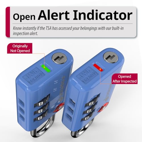 TSA Approved Locks for Luggage. Suitcase Locks with Open Alert Indicator (3 Digit Blue 2 Pack)