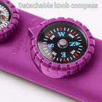 Multifunctional Survival Emergency Whistle for Kids with Compass Hiking Survival (rose purple2pcs)