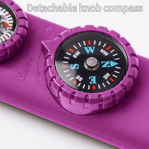 Multifunctional Survival Emergency Whistle for Kids with Compass Hiking Survival (rose purple2pcs)