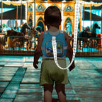 Toddler Harness Leash + Reflective Anti Lost Wrist Link (Sky Blue/Car & Excavator)
